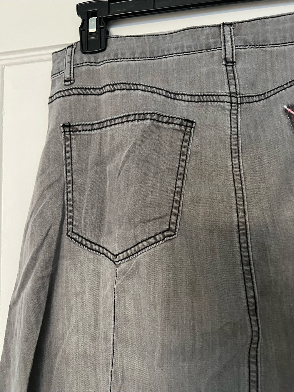 Easel Gray Washed Denim Maxi Skirt Long Boho Western NWT L - Picture 7 of 10